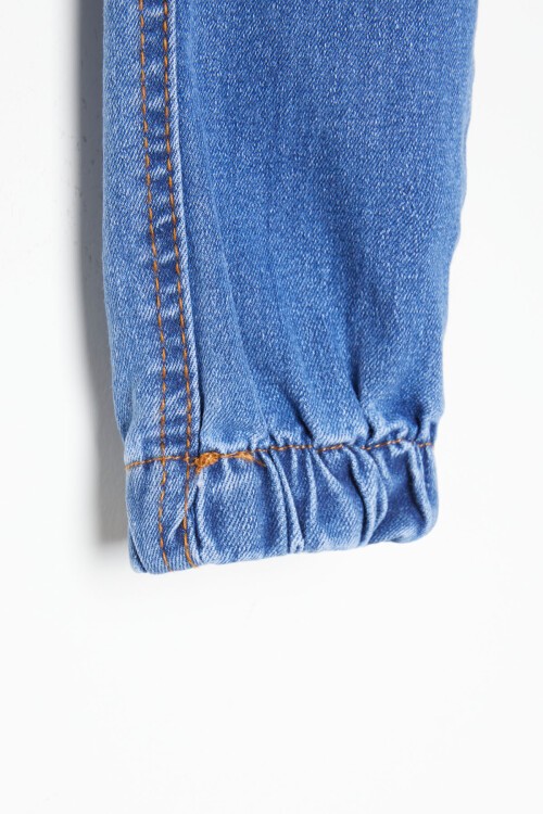 Erkek Çocuk Mavi Kargo Cepli Beli Lastikli Jean Pantolon 16225