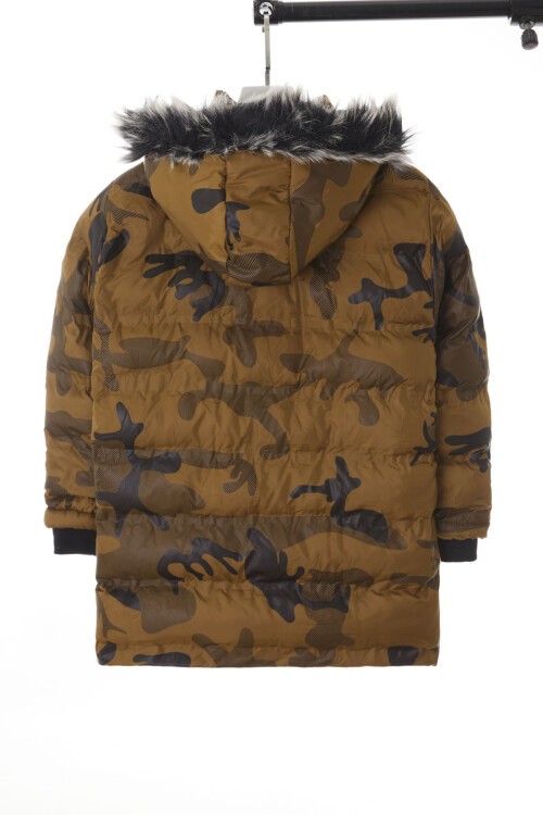 Erkek Çocuk Mont Kamuflaj Desenli Kapüşonlu Şişme Mont 14538