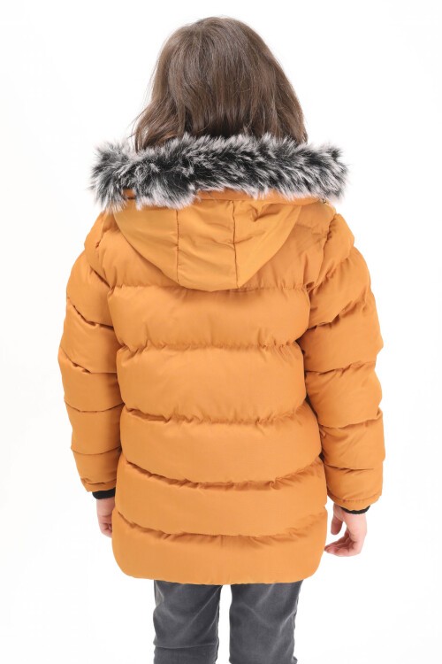 Erkek Çocuk Şişme Mont Cebi Kapaklı Hardal 15511