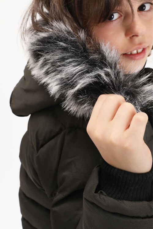 Erkek Çocuk Şişme Mont Logolu Haki 15490