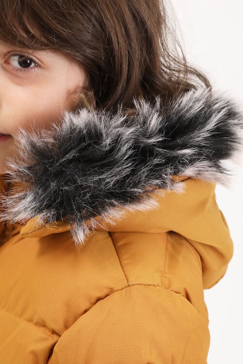 Erkek Çocuk Şişme Mont Logolu Hardal 15489