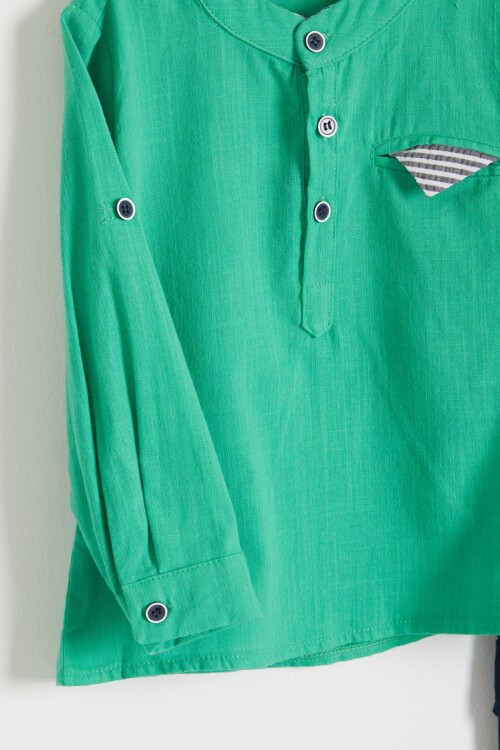 Erkek Çocuk Yeşil Gömlek ve Pantolonlu 2li Takım 15647