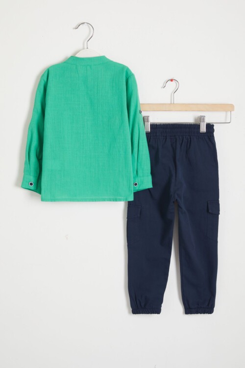Erkek Çocuk Yeşil Gömlek ve Pantolonlu 2li Takım 15647