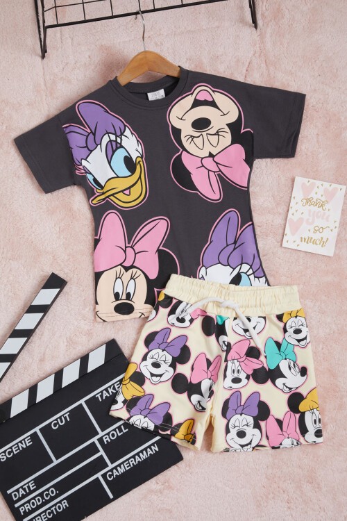 Fare Karakter Baskılı Kız Çocuk Şortlu Takım 15563