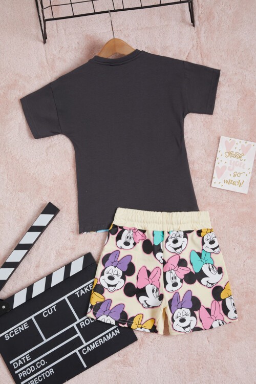 Fare Karakter Baskılı Kız Çocuk Şortlu Takım 15563