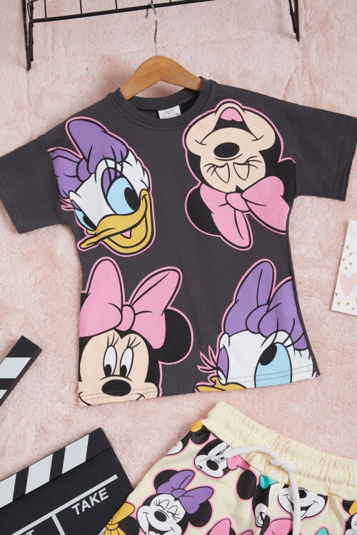 Fare Karakter Baskılı Kız Çocuk Şortlu Takım 15563