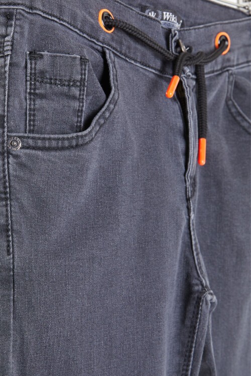 Füme Beli Bağcıklı Erkek Çocuk Jean Pantolon 16218