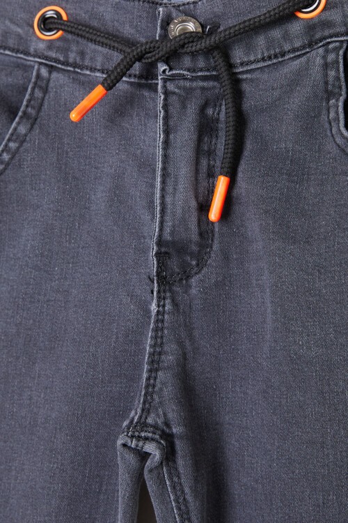 Füme Beli Bağcıklı Erkek Çocuk Jean Pantolon 16218