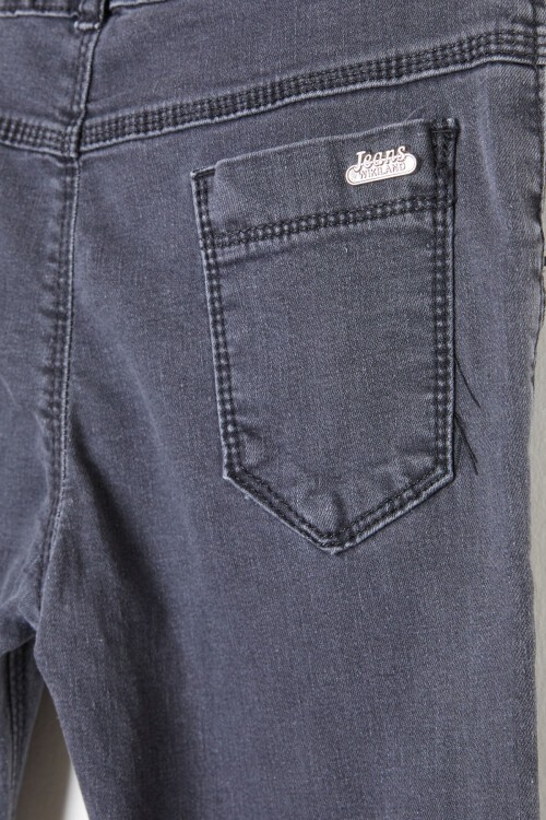 Füme Beli Bağcıklı Erkek Çocuk Jean Pantolon 16218