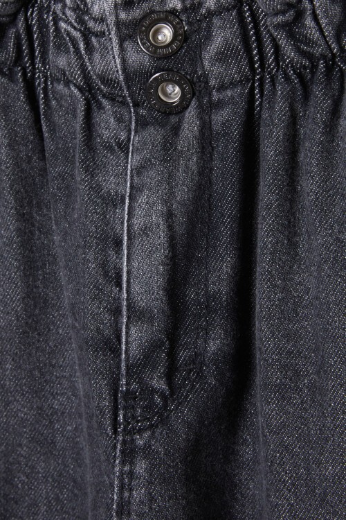 Füme Beli Lastikli Yüksek Bel Kız Çocuk Jean Pantolon 16394