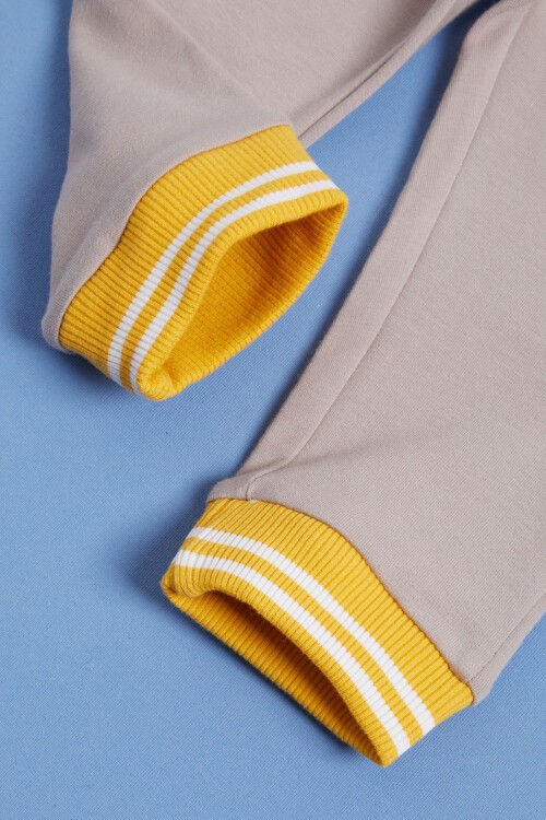 Bej Ayıcık Baskılı Kolej Ceketli Erkek Bebek Takım 16185