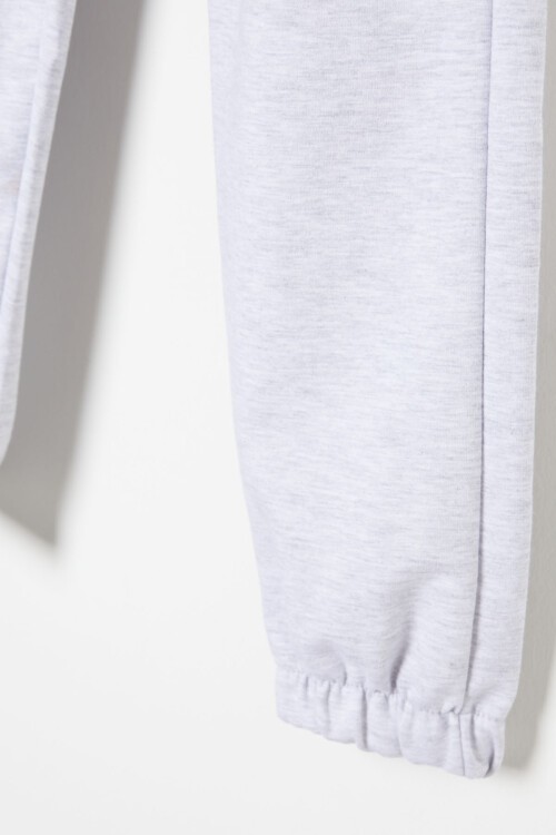 Gri Bel ve Paça Lastikli Basic Kız Çocuk Okul Eşofman Altı 16246