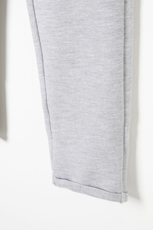 Gri Beli Lastikli Duble Paça Erkek Çocuk Eşofman Altı 16531