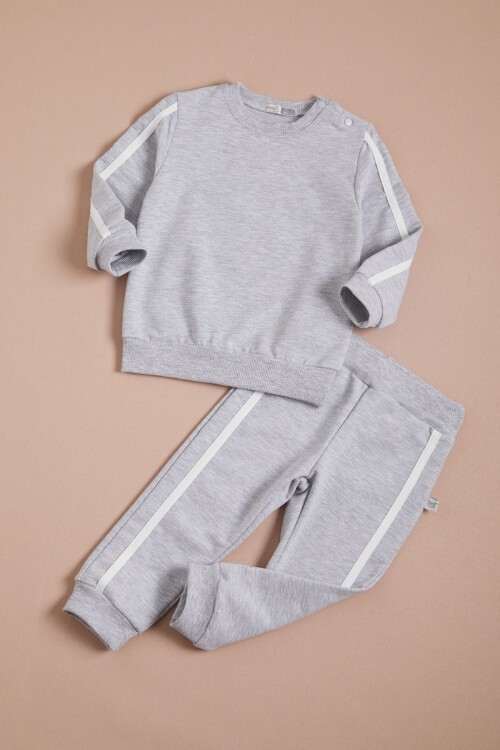 Gri Şeritli Erkek Bebek Takımı 16135