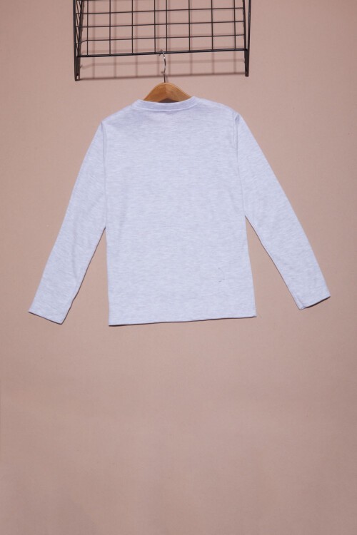 Gri Uzun Kollu Kız Çocuk Düz Sweatshirt 16426
