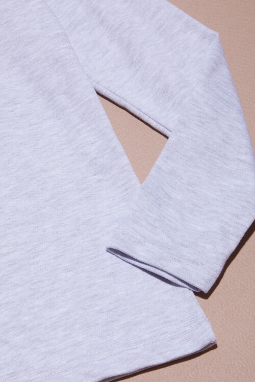 Gri Uzun Kollu Kız Çocuk Düz Sweatshirt 16426