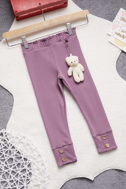 Gül Kurusu Ayıcıklı Fitilli Kız Çocuk Tayt 15396