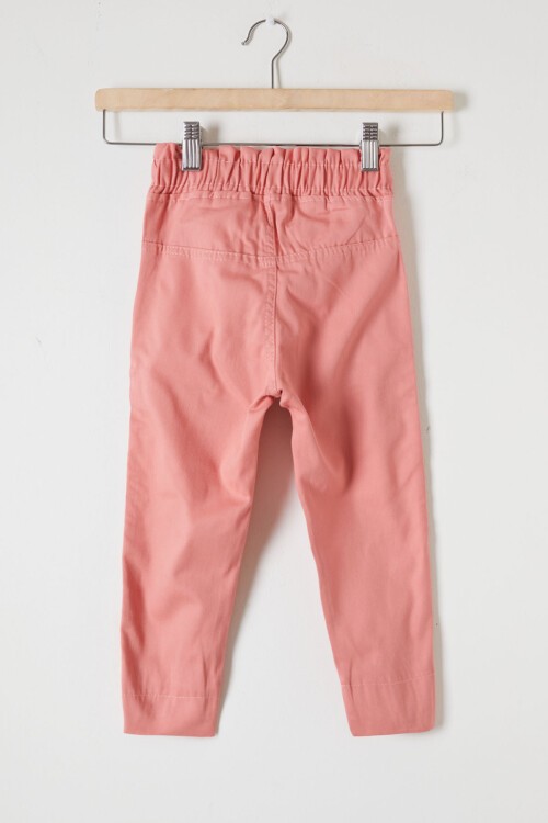 Gül Kurusu Beli Lastikli Logolu Kız Çocuk Pantolon 16232