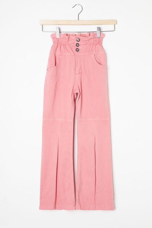 Gül Kurusu İspanyol Paça Beli Lastikli Kız Pantolon 16236