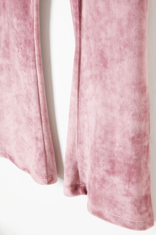 Gül Kurusu İspanyol Paça Kadife Tayt Kız Çocuk 16478