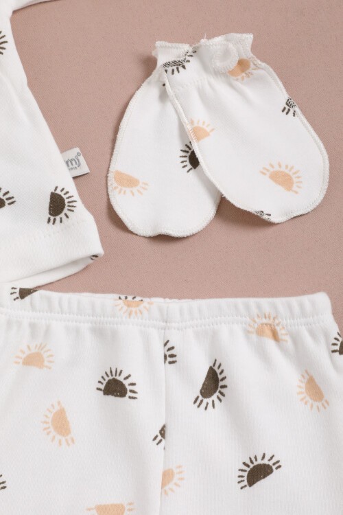 Güneş Baskılı Patikli Yenidoğan Bebek 5li Zıbın Seti 16120