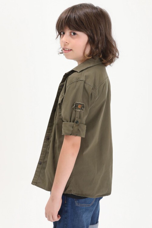 Haki Armalı Yazı Baskılı Tişörtlü Gömlek16150