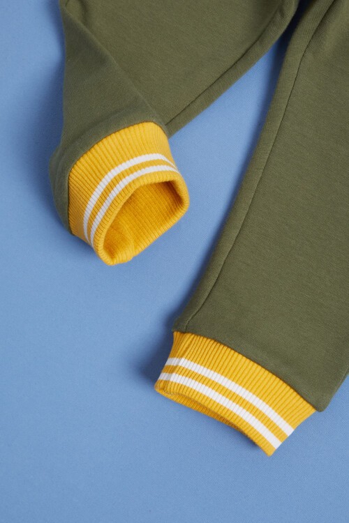 Haki Ayıcık Baskılı Kolej Ceketli Erkek Bebek Takım 16182