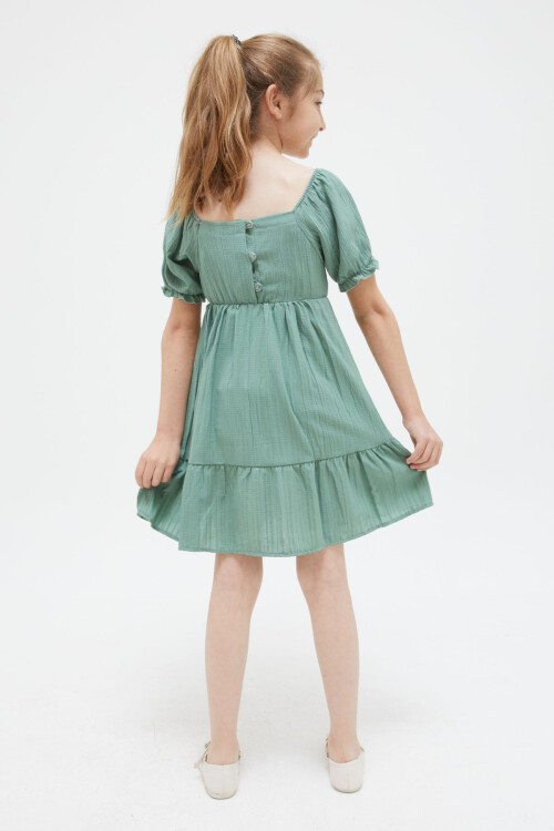 Haki Kız Çocuk Omuz Askılı Elbise 15414