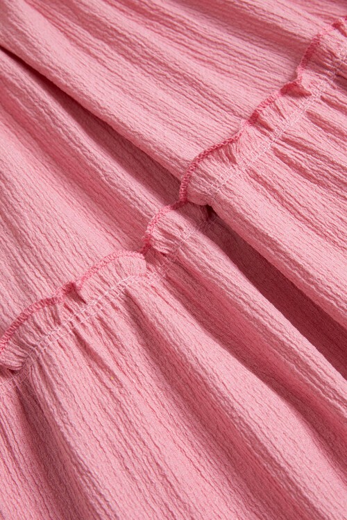 Hasır Kemerli Pembe Kız Çocuk Uzun Kesim Etek 15509