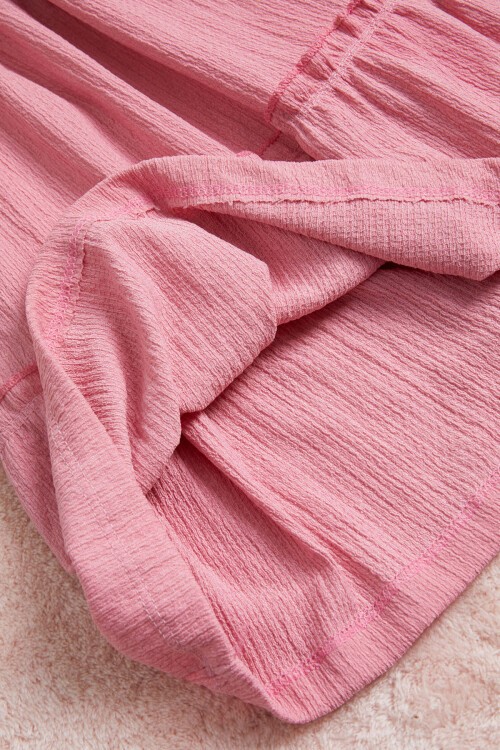 Hasır Kemerli Pembe Kız Çocuk Uzun Kesim Etek 15509