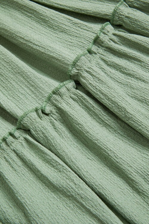 Hasır Kemerli Yeşil Kız Çocuk Uzun Kesim Etek 15508