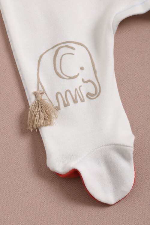 Hayvan Baskılı Şapkalı Erkek Bebek Tulum Takımı 16132