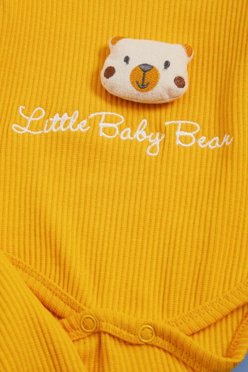 Kahve Ayıcıklı Çıtçıtlı Badili 3lü Erkek Bebek Takım 15688