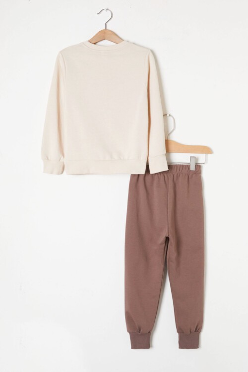 Kahverengi Kaplan Baskılı Erkek Çocuk Eşofman Takımı 16352