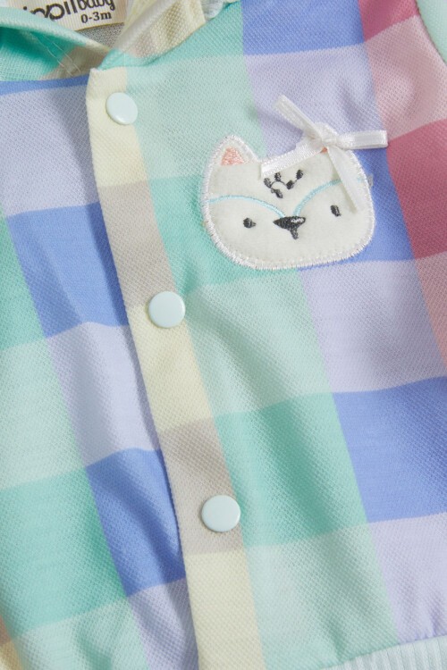 Kedi Nakışlı Çıtçıtlı Badili 3lü Kız Bebek Takım 15686