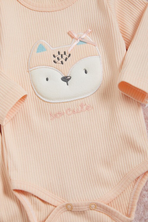 Kedi Nakışlı Çıtçıtlı Badili 3lü Kız Bebek Takım 15686