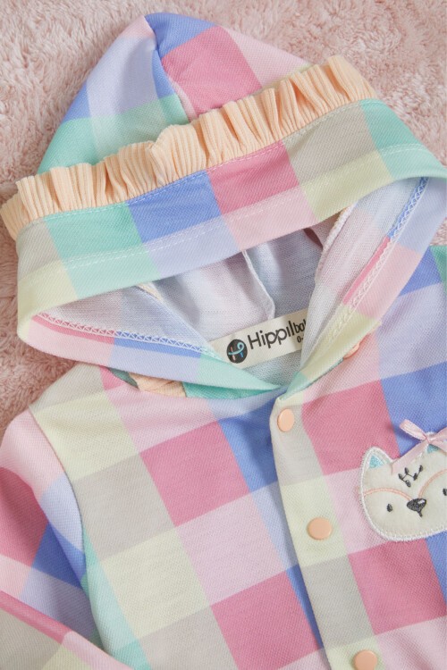 Kedi Nakışlı Çıtçıtlı Badili 3lü Kız Bebek Takım 15686