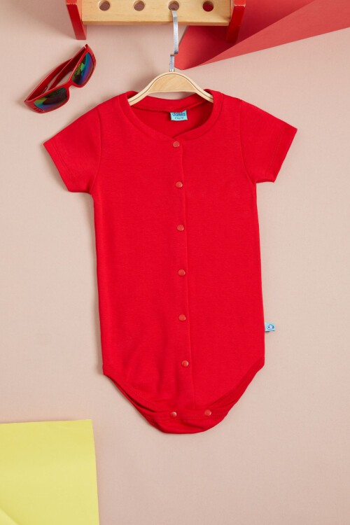 Kırmızı Çıtçıtlı Kısa Kollu bebek Body 15529