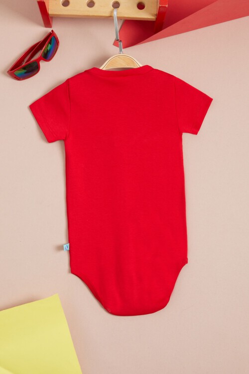 Kırmızı Çıtçıtlı Kısa Kollu bebek Body 15529
