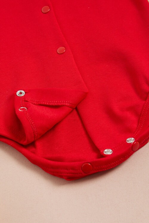 Kırmızı Çıtçıtlı Kısa Kollu bebek Body 15529