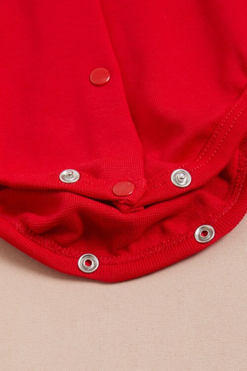 Kırmızı Çıtçıtlı Kısa Kollu bebek Body 15529