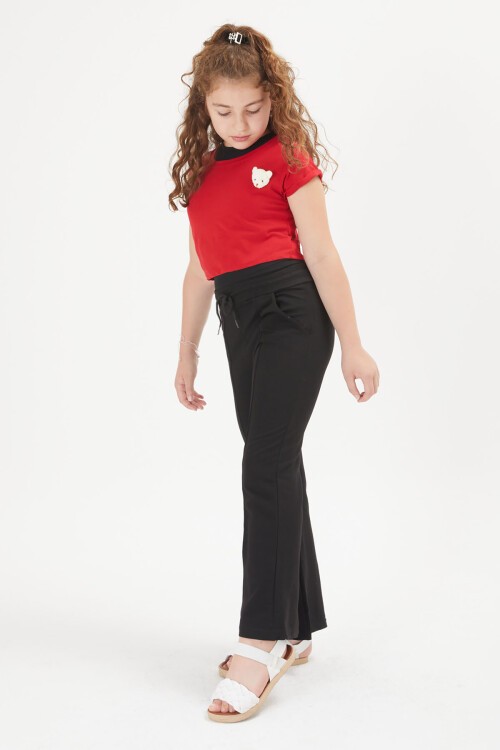 Kırmızı Croplu Atletli Kız Çocuk 3lü Takım 16051