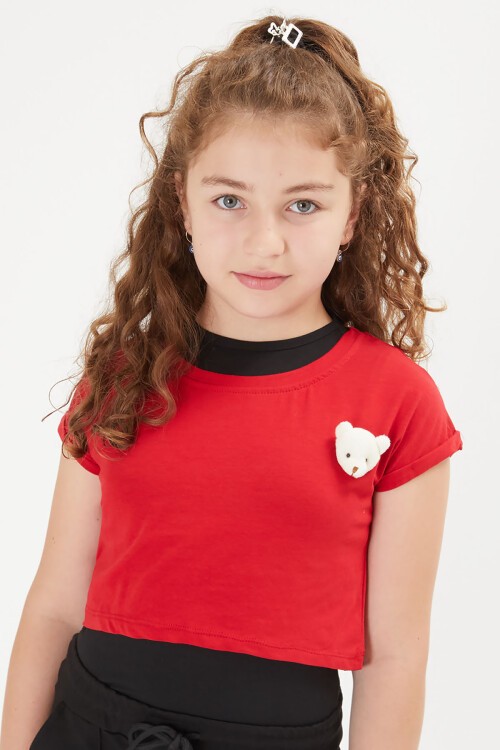 Kırmızı Croplu Atletli Kız Çocuk 3lü Takım 16051