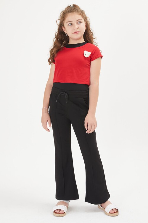 Kırmızı Croplu Atletli Kız Çocuk 3lü Takım 16051