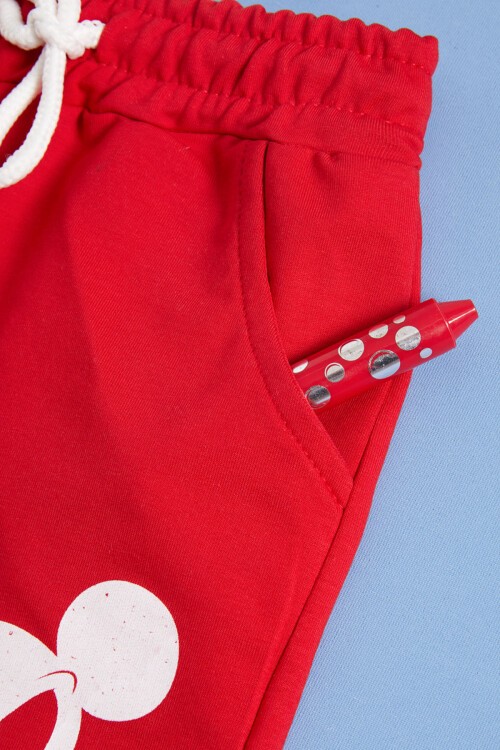 Kırmızı Karakter Baskılı Erkek Çocuk Şortlu Takım 16032