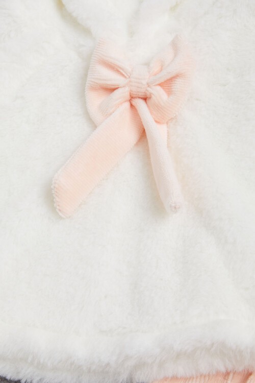 Kız Bebek Somon Peluş Pelerinli 3lü Eşofman Takımı 16157