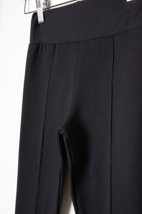 Kız Çocuk 2li Düz Tayt Siyah-Krem 16381