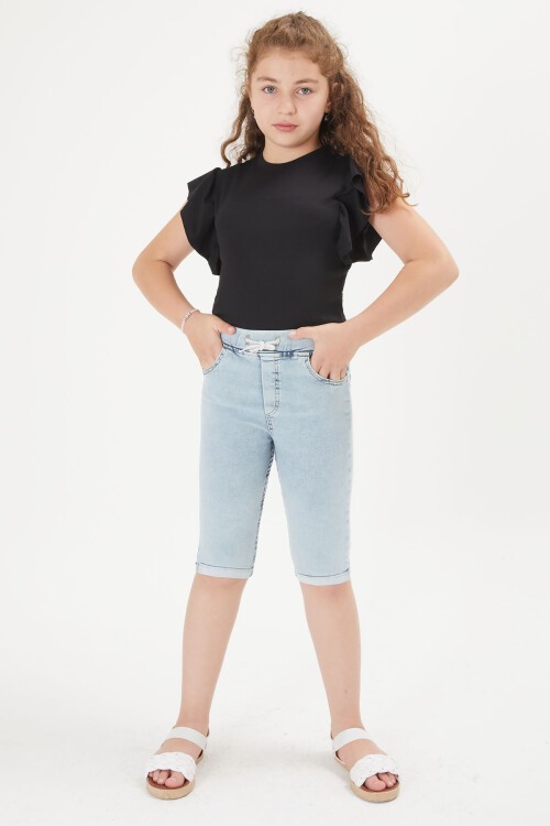 Kız Çocuk Açık Mavi Jean Şort 16103
