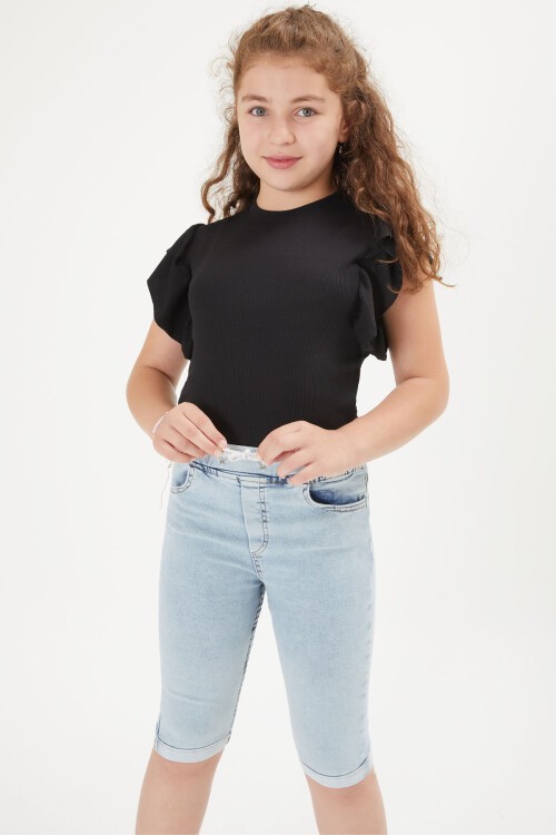 Kız Çocuk Açık Mavi Jean Şort 16103