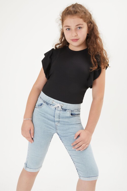 Kız Çocuk Açık Mavi Jean Şort 16103